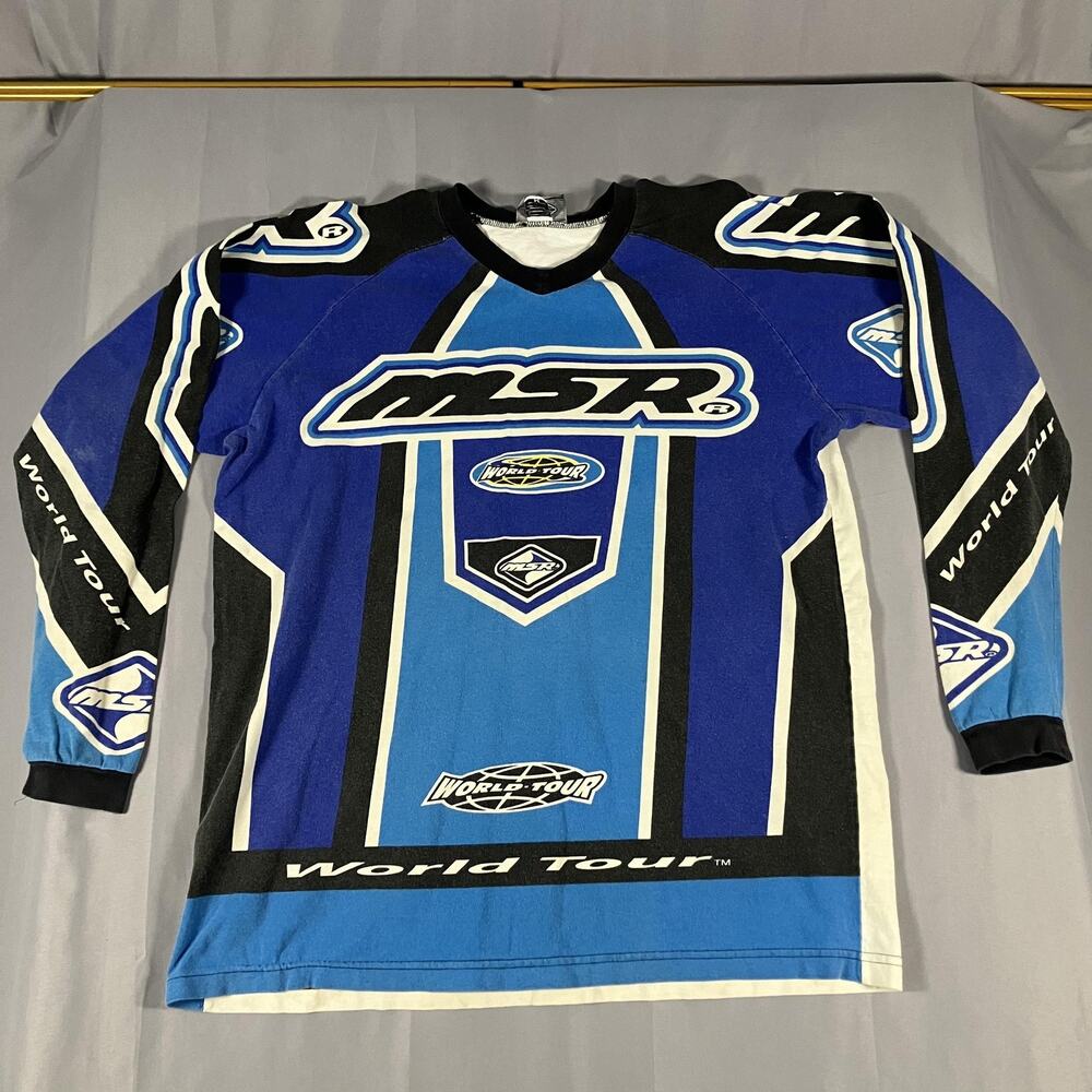 Vintage MSR World Tour Shirt Mens Medium Blue Motocross Jersey Made USA‎ Racing